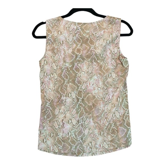 CHICO'S‎ Women's Thin Light Polyester Tank Top Pleat Front Snakeskin Size 0 - Picture 4 of 4